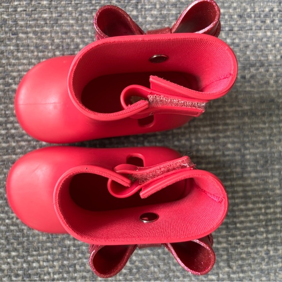 🌧️ Mini Melissa Pink Glitter Bow Rain Boots – Toddler Size 5 💖✨ - Picture 3 of 6
